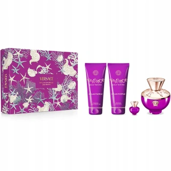 Versace Dylan Purple Damski Zestaw Woda Perfumowana 100 ml + 5ml + Żel pod prysznic 100 ml + Balsam 100 ml